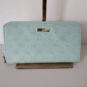 GUCCI GG Fabric Metal Bar Long Wallet